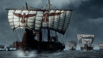 A Ryse: Son of Rome című játékból származó kép, amelyen hajók láthatók.