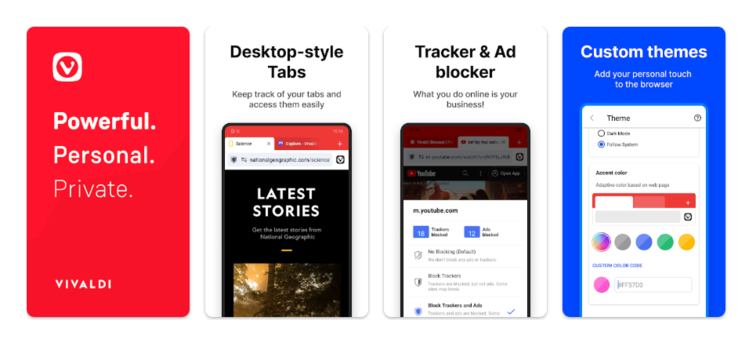 Vivaldi Android böngésző