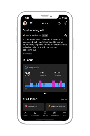 A Garmin Connect+ Active Intelligence funkció. (Kép forrása: Garmin)