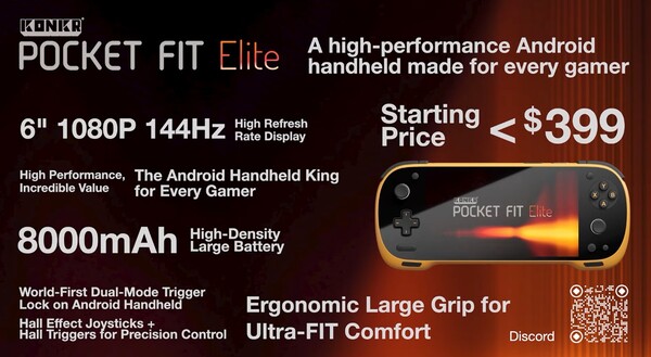 A Konkr Pocket Fit Elite specifikációi. (Kép forrása: Ayaneo)
