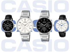 A képen balról jobbra: Casio MTP-VT06L-1B, MTP-VT06D-7B, MTP-VT06D-1B és MTP-VT06L-7B.