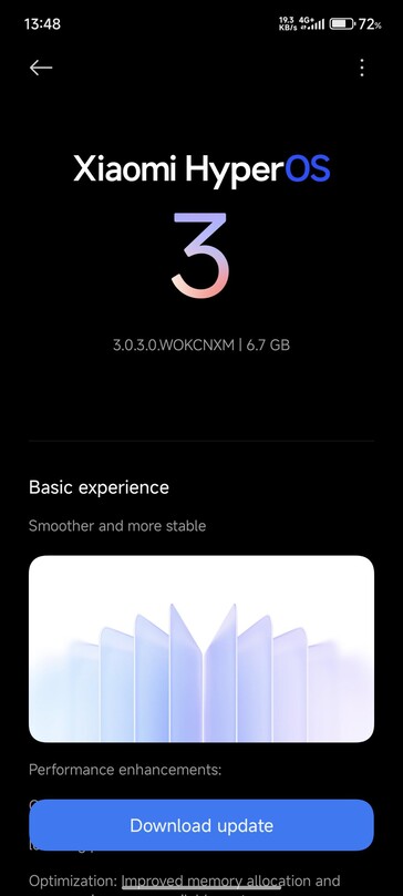 HyperOS 3 OTA a Redmi K80-on (Kép forrása: Reddit user u/Note1411)