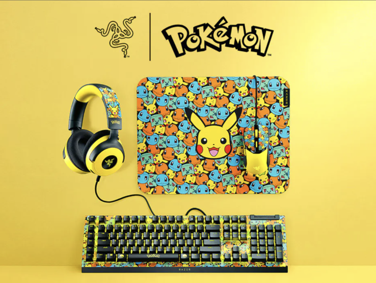 Pokémon Edition a jól ismert játékfelszerelésből: Razer BlackWidow V4 X, Razer Kraken V4 X, Razer Cobra és Razer Gigantus V2 (Kép forrása: Razer)