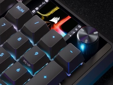 Az 1,9"-os, 320 x 170 IPS színű képernyő egy billentyűzeten egy újfajta flex. (Kép forrása: Corsair)