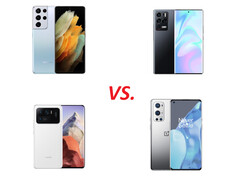 The competitors in our camera comparison: Samsung Galaxy S21 Ultra, Xiaomi Mi 11 Ultra, OnePlus 9 Pro, and ZTE Axon 30 Ultra.