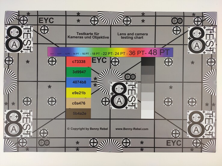 A photo of our test chart