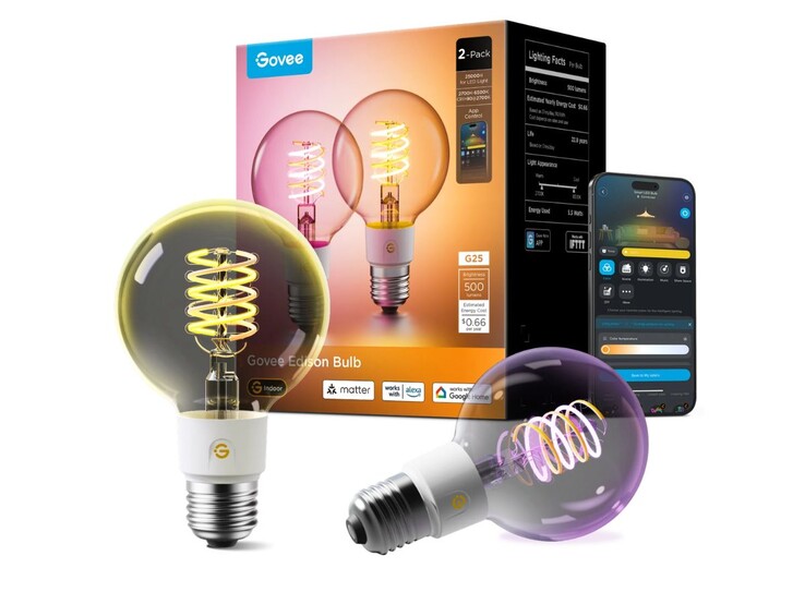 A Govee E26 Smart Edison izzó G25