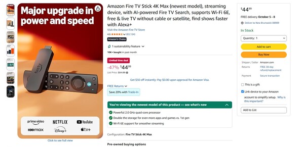 A Fire TV 4K Max, amely jobb az új Fire TV 4K-nál, akciós.