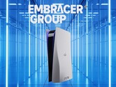 Az Embracer Group logója a PlayStation konzol felett