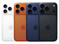 Apple az iPhone 17 Pro kiszivárgott színválasztékai: fehér, narancssárga, tengerészkék és fekete (Kép forrása: Nem hivatalos műalkotás)