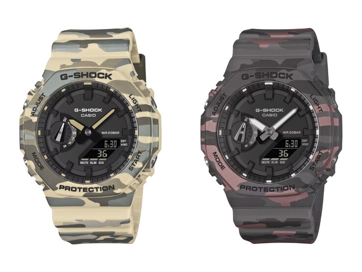 A Casio G-Shock GA-2100CM-5A (balra) és GA-2100CM-8A (jobbra) órák