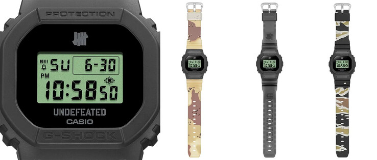 A Casio G-Shock x Undefeated kollaborációs óra három cserélhető szíjjal érkezik (a képen). (Kép forrása: Casio)