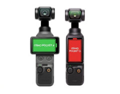 Az Osmo Pocket 4 (balra) jelentősen hosszabb futási időt mutat, mint az Osmo Pocket 3 (jobbra).