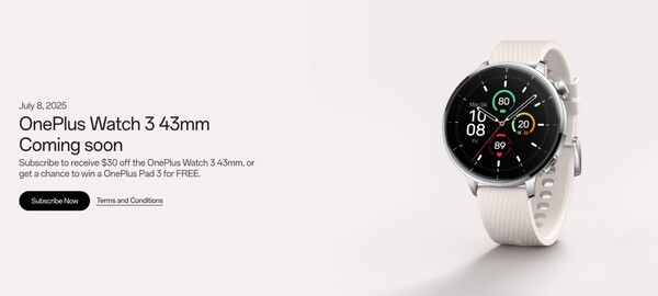 A OnePlus Watch 3 43mm július 8-án jelenik meg több piacon. (Kép forrása: OnePlus)