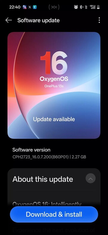 OxygenOS 16.0.7.200 OTA a OnePlus 13S rendszeren