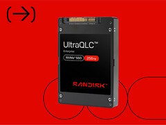 A Sandisk UltraQLC 256TB NVMe U.2 SSD a Kioxia BiCS FLASH 3D flashmemória technológiát használja a nagy kapacitás eléréséhez. (Kép forrása: Sandisk)