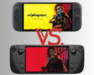 A Switch 2 és a Steam fedélzet a Cyberpunk 2077 grafikájával a képen (Kép forrása: Nintendo of America, Valve, Steam szerkesztéssel)
