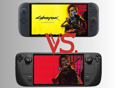A Switch 2 és a Steam fedélzet a Cyberpunk 2077 grafikájával a képen (Kép forrása: Nintendo of America, Valve, Steam szerkesztéssel)