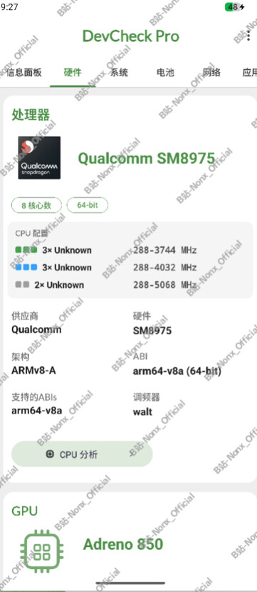 A Snapdragon 8 Elite Extreme Gen 6 QRD DevCheck oldala