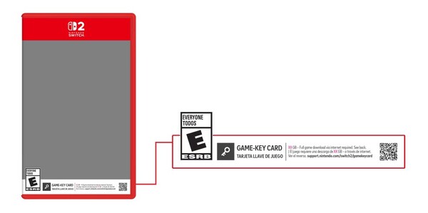 Egy példa a Nintendo Switch 2 játékkulcs-kártya csomagolására. (Kép forrása: Nintendo)
