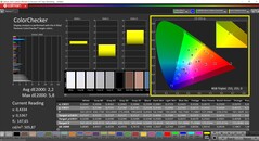 CalMAN ColorChecker (profil: alapértelmezett, cél színtér: P3)