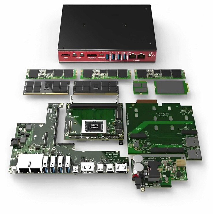 A Bedrock RAI300 ventilátor nélküli mini PC rengeteg modullal bővíthető. (Kép forrása: SolidRun)