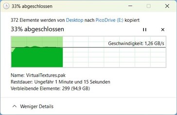 Másolás indítása kb. 40 s-ig: 1.3 GB/s