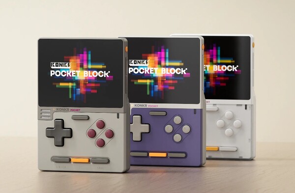 Az Ayaneo Konkr Pocket Block Original Grey, Cube Purple és Atoms White színekben.