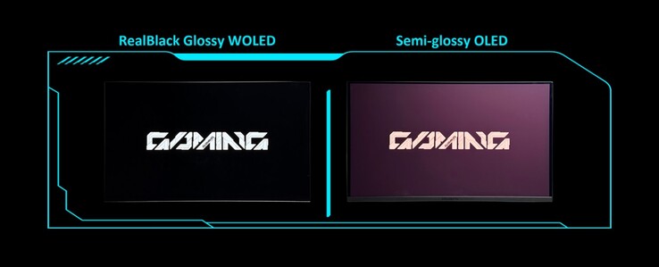 A RealBlack Glossy képernyőbevonat mélyebb feketéket biztosít, mint a matt OLED-ek. (Kép forrása: Gigabyte)