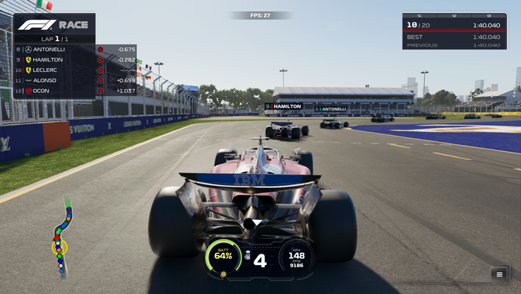 F1 25 bekapcsolt útvonalkövetéssel (kép forrása: Anil Ganti, Notebookcheck)