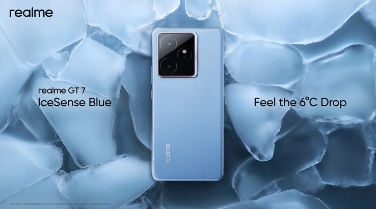 Realme GT 7 IceSense Blue színben. (Kép forrása: X)