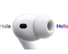 Az AirPods Pro 3 művészi ábrázolása spanyolról angolra fordítva. (Kép forrása: Apple)