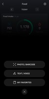 A Zepp App Food Log eszköz új Kedvenceim opciójának képernyőképét. (Kép forrása: Zepp App)