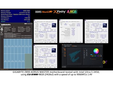 Különböző felügyeleti alkalmazások, amelyek a CPU, az alaplap és az XFinity+ RAM specifikációit mutatják. (Kép forrása: V-color)