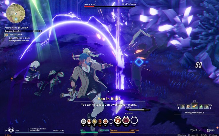 A legtöbb MMORPG-vel ellentétben, amelyek a képességek rotációjára és a hűtési idővel való zsonglőrködésre támaszkodnak, a Star Resonance az akcióra épülő harcot hozza. (Kép forrása: Darryl Linington - Notebookcheck)