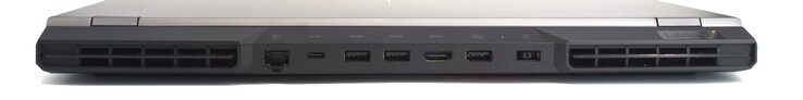 Rj45 LAN port; USB-C 3.1 with DisplayPort 1.4 and PD; 2x USB Type-A port (3.2 Gen 1); HDMI; USB Type-A port (3.2 Gen 1/always-on); proprietary power port