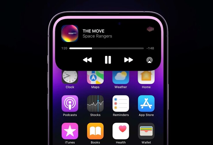 Die Dynamic Island kann beim iPhone unter anderem die Musikwiedergabe steuern oder laufende Hintergrundaktivitäten wie Timer darstellen.