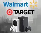Walmart és Target logók az Xbox konzolok felett (Kép forrása: Walmart, Target, Xbox Wire szerkesztéssel)