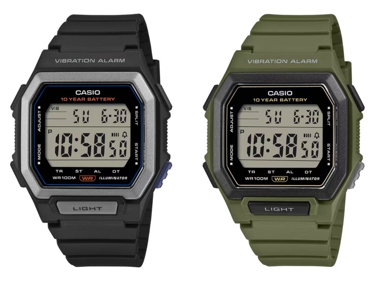 A Casio W-738H-1AV (balra) és W-738H-3AV (jobbra) órák