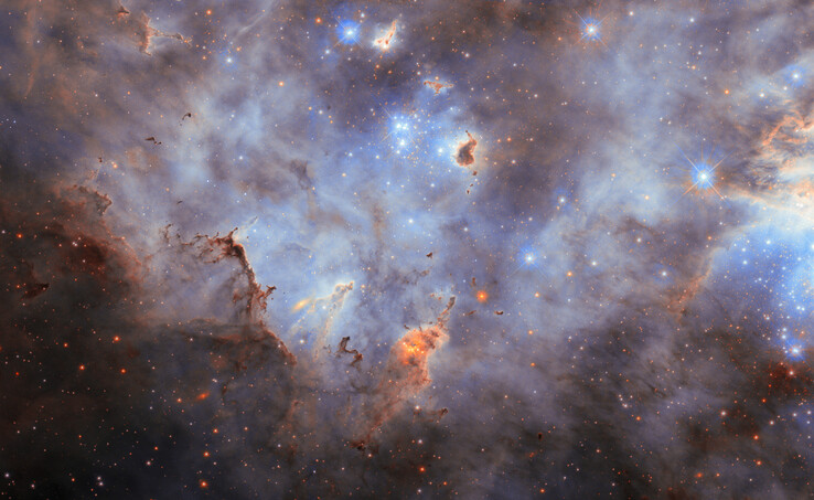 Az N11 és a Webb által rögzített kép (Kép forrása: ESA/Hubble, NASA, C. Murray és J. Maíz Apellániz)