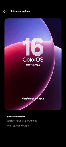 ColorOS 16 OTA a Reno 11 5G-n (Kép forrása: Oppo Community)