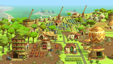 Egy kép, amely épületeket mutat a The Wandering Village-ben.