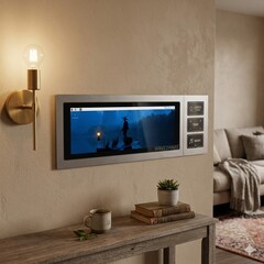 Az ultraszéles panel 480 x 1920-as felbontással és 10 pontos érintés-támogatással rendelkezik, AI generált háttérrel