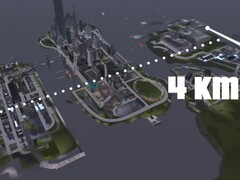 A GTA III Liberty City 4KM-es térképének légifelvétele három szigettel