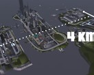 A GTA III Liberty City 4KM-es térképének légifelvétele három szigettel