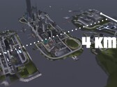 A GTA III Liberty City 4KM-es térképének légifelvétele három szigettel