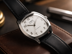 A Timex Marlin Tonneau TW2Y84300IK fehér számlappal rendelkezik