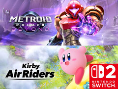 Metroid Prime 4: Beyond és Kirby Air Riders bannerek láthatóak (Kép forrása: Nintendo of America szerkesztéssel)