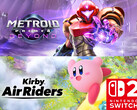 Metroid Prime 4: Beyond és Kirby Air Riders bannerek láthatóak (Kép forrása: Nintendo of America szerkesztéssel)