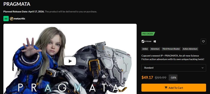 A Pragmata kedvezményesen szerepel a listán.